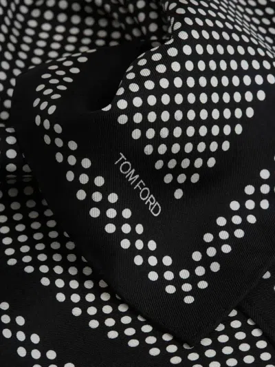 Tom Ford Signature Patterned Silk Scarf With Contrasting Border In Black
