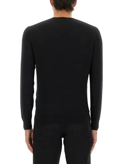 Tom Ford V-neck Black Wool Jersey With Long Sleeves
