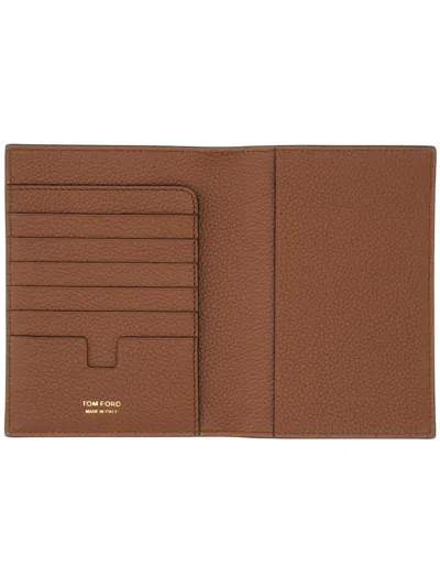 Tom Ford Textured Finish Bi-fold Wallet In Brown