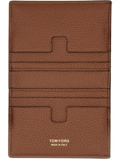 Tom Ford Textured Leather Compact Portfolio Line In Brown
