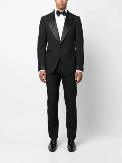 Tom Ford Black Tuxedo Suit With Satin Lapels In Black