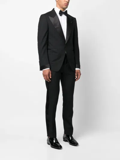 Tom Ford Black Tuxedo Suit With Satin Lapels In Black