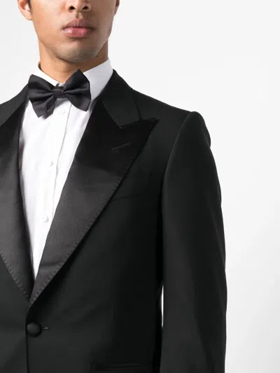 Tom Ford Black Tuxedo Suit With Satin Lapels In Black