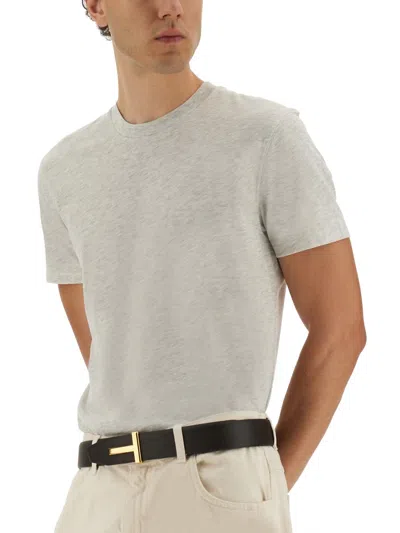 Tom Ford Short Sleeve Crew Neck T-shirt In Gray