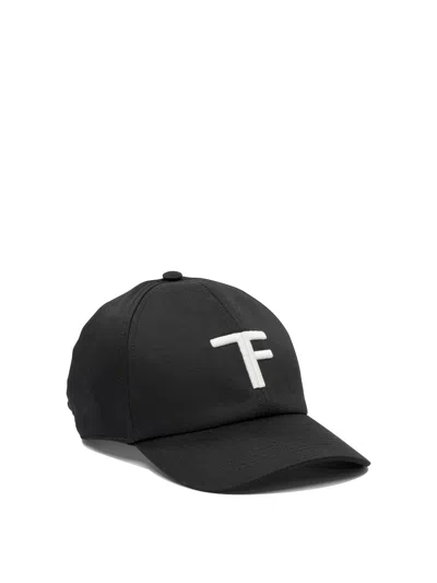 Tom Ford Black Baseball Cap With Logo Embroidery On The Front And Logo Lettering On The Rear In Cotton Man