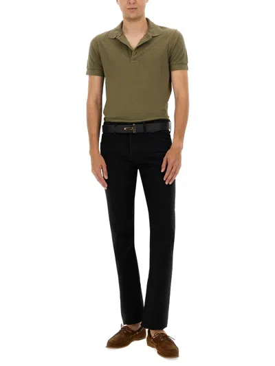 Tom Ford Classic Pique Polo With Tailored Fit In Green