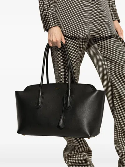 Tom Ford Large Leather Shopping Bag In Black