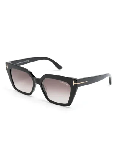 Tom Ford Nero Lucido / Viola Grad E/o Specchiato Acetate Sunglasses