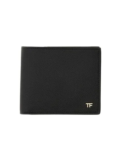 Tom Ford Textured Black Bifold Wallet In Black