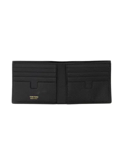 Tom Ford Textured Black Bifold Wallet In Black