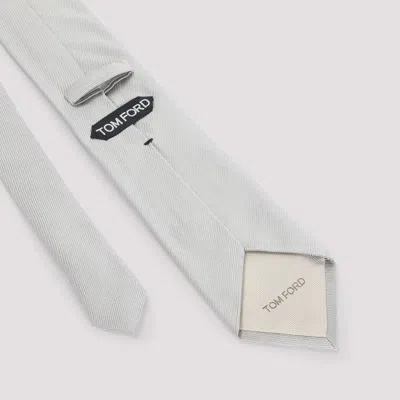 Tom Ford Solid Mogador Silk Tie With Diagonal Stripes In Gray