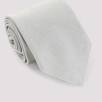 Tom Ford Solid Mogador Silk Tie With Diagonal Stripes In Gray