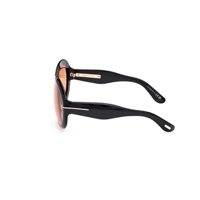 Tom Ford Angellica Amber Oval Ladies Sunglasses Ft1193 01e 58 In Black