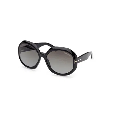 Tom Ford Georgia-02 W Ft1011 01b Oval Sunglasses In Black