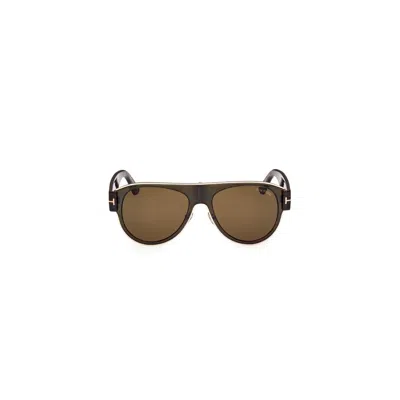 Tom Ford Lyle Brown Pilot Unisex Sunglasses Ft1074 51j 58 In Brown