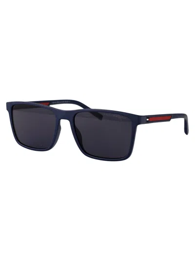 Tommy Hilfiger Grey Teal Eco Polyamide Sunglasses In Black