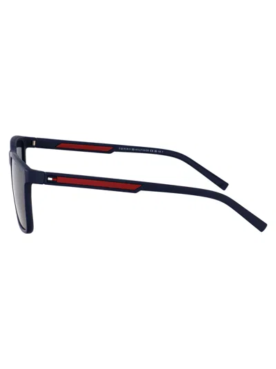 Tommy Hilfiger Grey Teal Eco Polyamide Sunglasses In Black