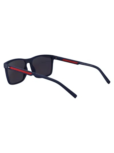 Tommy Hilfiger Grey Teal Eco Polyamide Sunglasses In Black