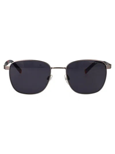 Tommy Hilfiger Dark Ruthenium Blue Stainless Steel Sunglasses In Blue