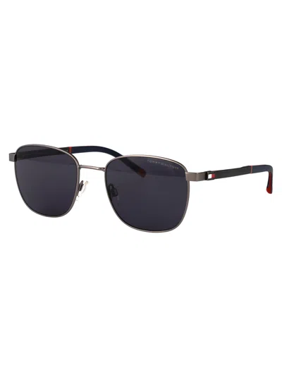 Tommy Hilfiger Dark Ruthenium Blue Stainless Steel Sunglasses In Blue