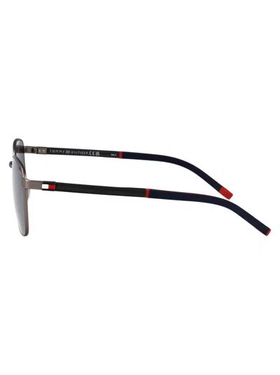 Tommy Hilfiger Dark Ruthenium Blue Stainless Steel Sunglasses In Blue
