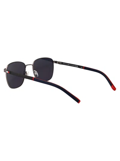 Tommy Hilfiger Dark Ruthenium Blue Stainless Steel Sunglasses In Blue