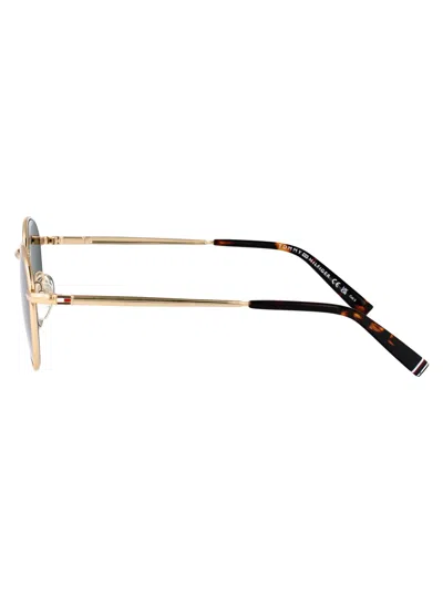 Tommy Hilfiger Gold Stainless Steel Sunglasses In Green