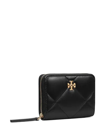 Tory Burch Kira Diamond Quilt Small Zip Around Wallet In Black