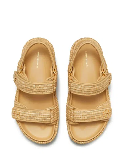 Tory Burch Raffia Kira Open Toe Textured Sole Sandals
