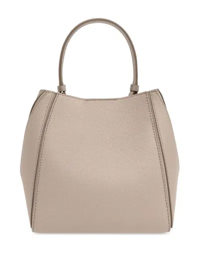 Tory Burch Mcgraw Small Leather Bucket Bag In Gray