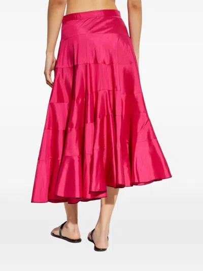 Tory Burch Flared High Waist Silk Skirt