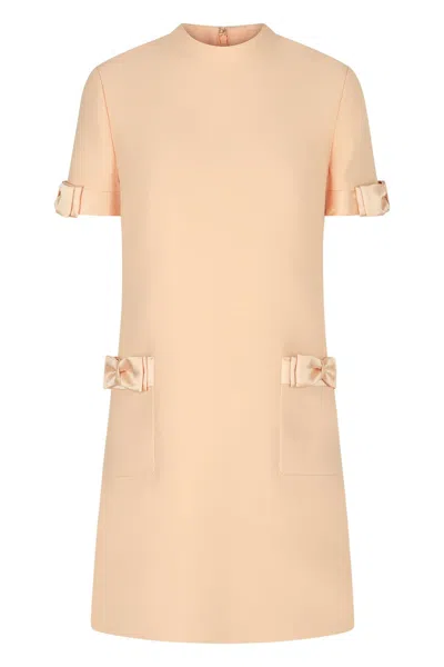 Valentino Wool And Silk Short Dress In Neutral