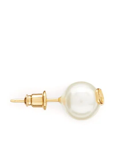 Valentino Signature Pearl Earrings Gold Hardware In Gold
