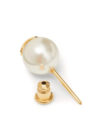 Valentino Signature Pearl Earrings Gold Hardware In Gold