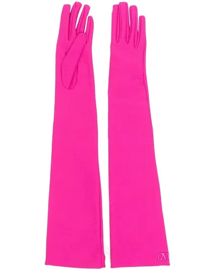 Valentino Vlogo Signature Pink Opera Gloves In Pink