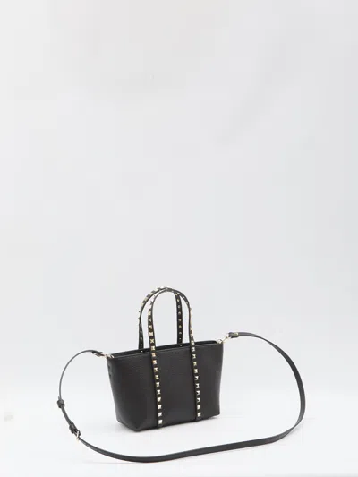 Valentino Small Calfskin Tote Studs In Black