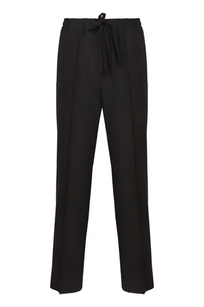Valentino Wool And Mohair Blend Jogging Trousers In Black