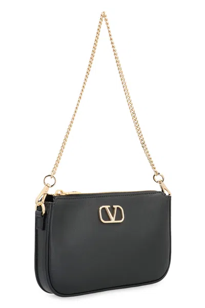 Valentino Vlogo Signature Leather Crossbody Bag In Black