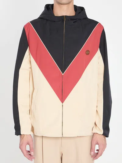 Valentino Logo Windbreaker With Hood And Pockets In Multi