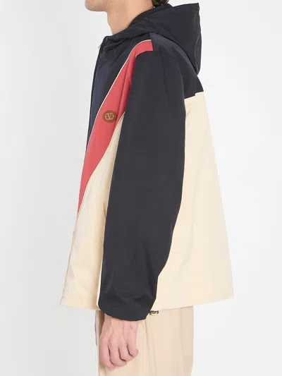 Valentino Logo Windbreaker With Hood And Pockets In Multi