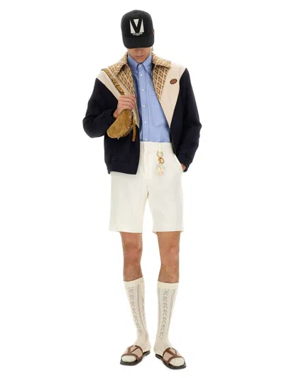 Valentino Wool And Cotton Jacket With Chevron Pattern