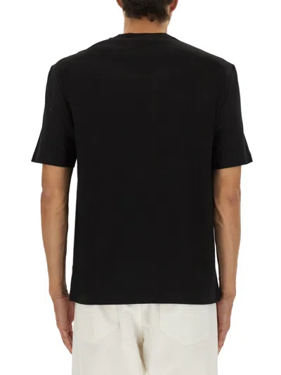 Versace Black Crewneck T-shirt With Maxi Logo Print On The Front