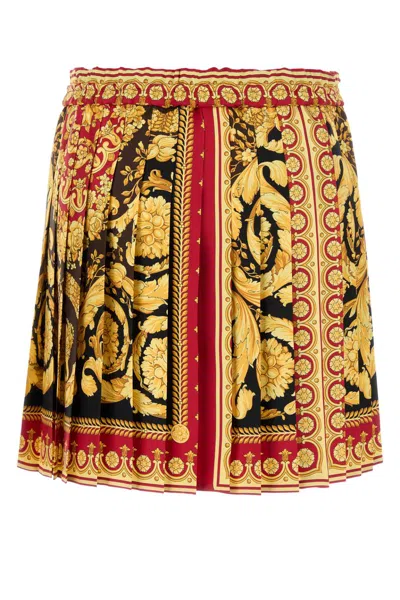Versace Mini Jupe Plissée Barocco In Multi