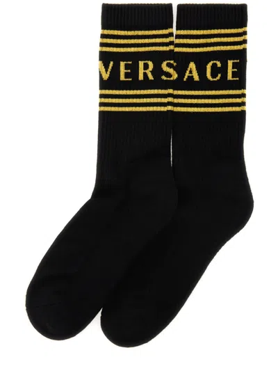 Versace Socks With Logo In Black