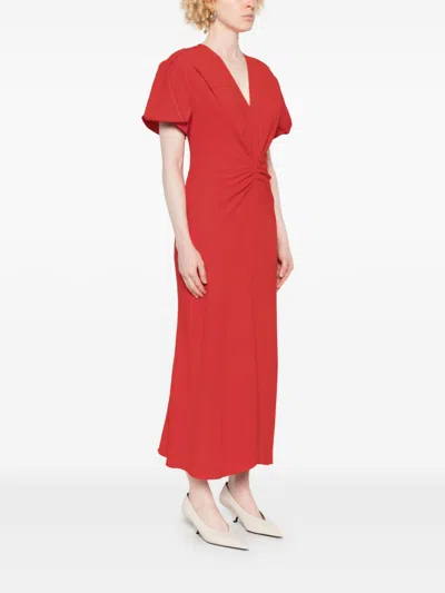 Victoria Beckham Fitted Waist Pleated Dress With V-neckline