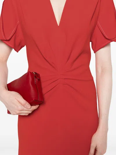 Victoria Beckham Fitted Waist Pleated Dress With V-neckline