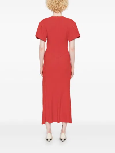Victoria Beckham Fitted Waist Pleated Dress With V-neckline