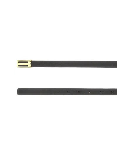 Victoria Beckham Textured Black Leather Belt In Black