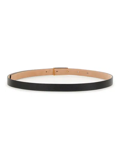 Victoria Beckham Textured Black Leather Belt In Black