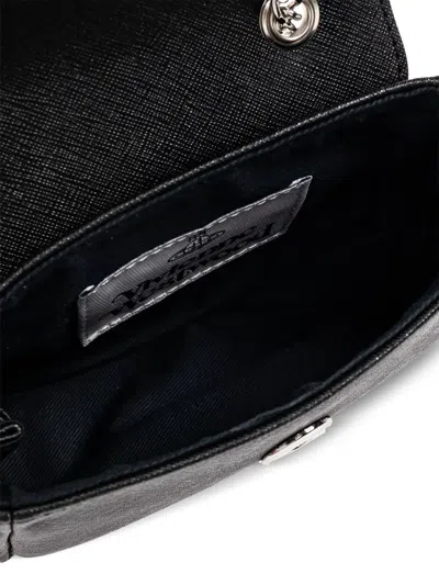 Vivienne Westwood Textured Black Handbag With Chain Strap